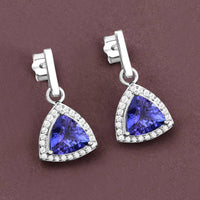 Diana M Jewels Women's Trillion Natural Tanzanite (aaa+) Stud Earrings (3.86 Ct) - Signature Plus in 14k white gold 1 - women's jewelry - detail view