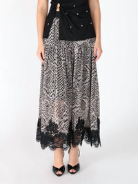 Gracia - Snake Print Lace Skirt
