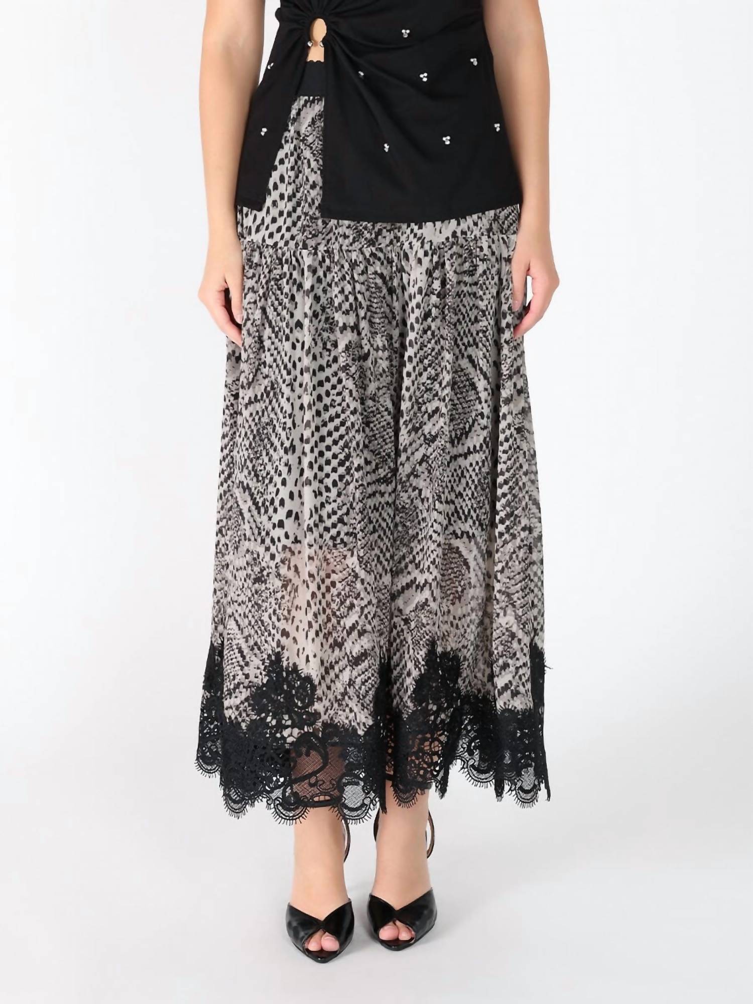 Gracia - Snake Print Lace Skirt