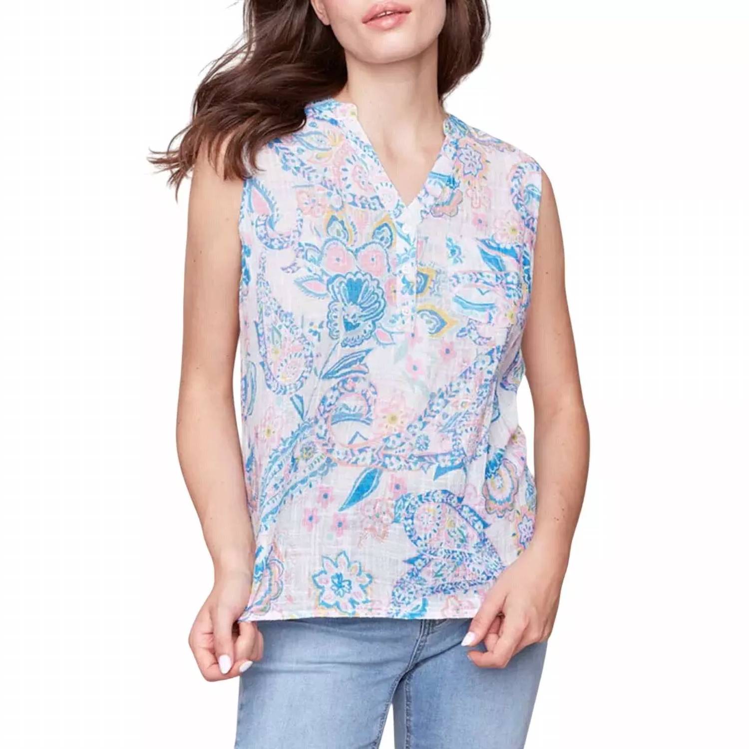 CHARLIE B Hi-lo Shirt in paisley - women's shirt