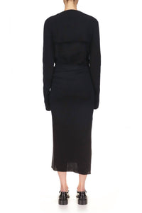 Marina Moscone - Wool Twisted Slit Skirt