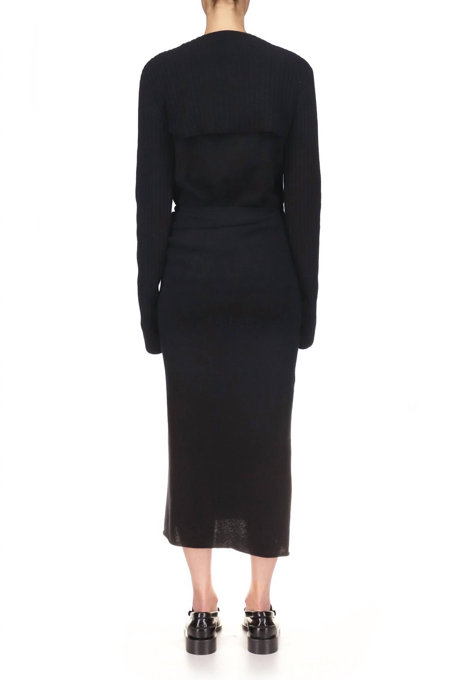 Marina Moscone - Wool Twisted Slit Skirt