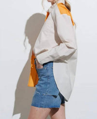Orange Color Block button up