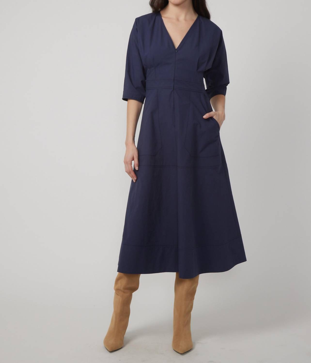 GILNER FARRAR Claudia Midi Dress in slate blue - women's dress