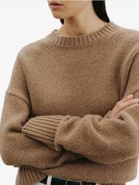 NILI LOTAN Donnika Crewneck Sweater in barley - women's sweater - alternate view