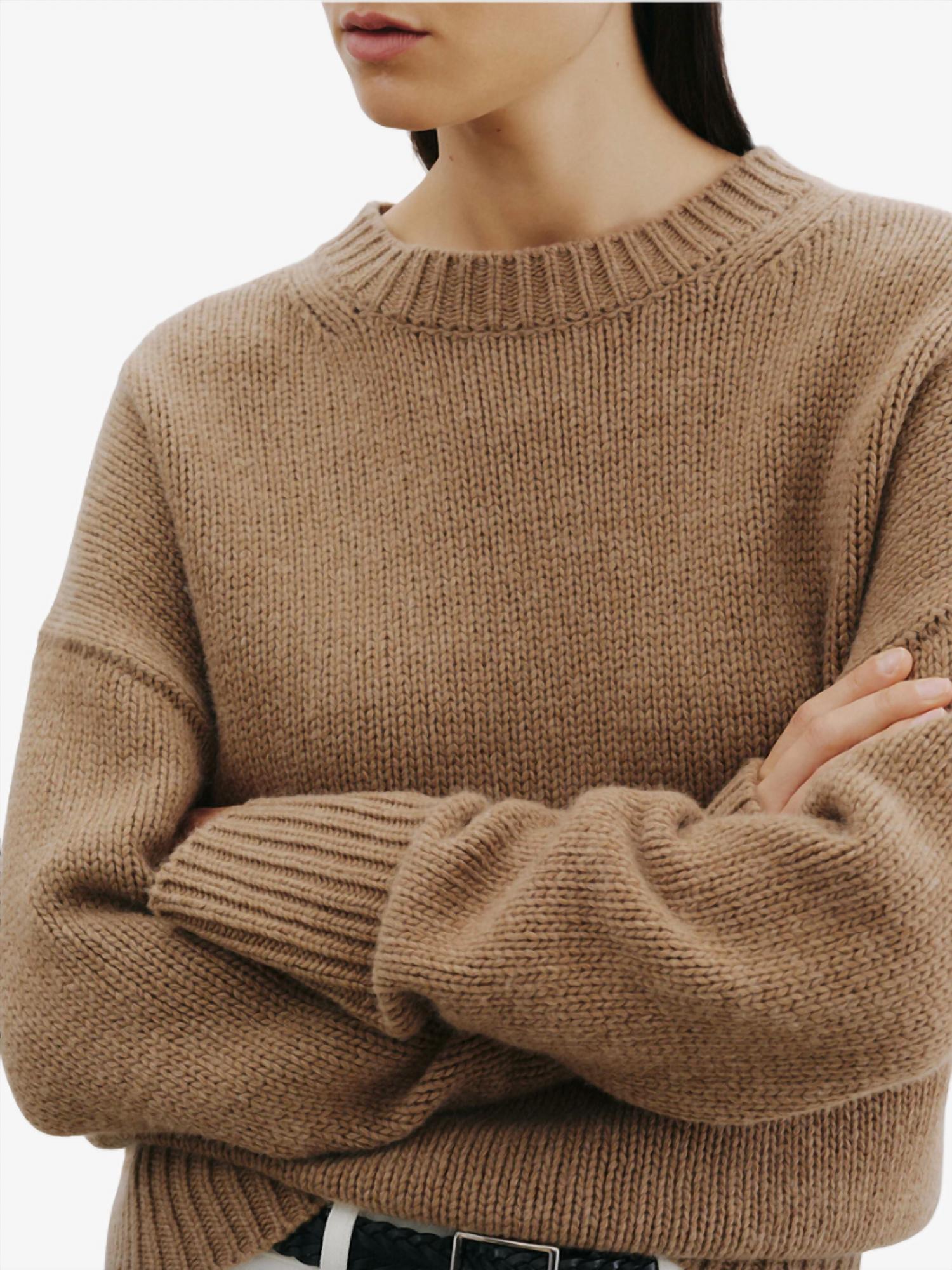 NILI LOTAN Donnika Crewneck Sweater in barley - women's sweater - alternate view