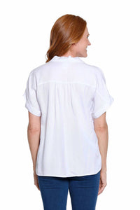Multiples - Twill Denim Popover Top