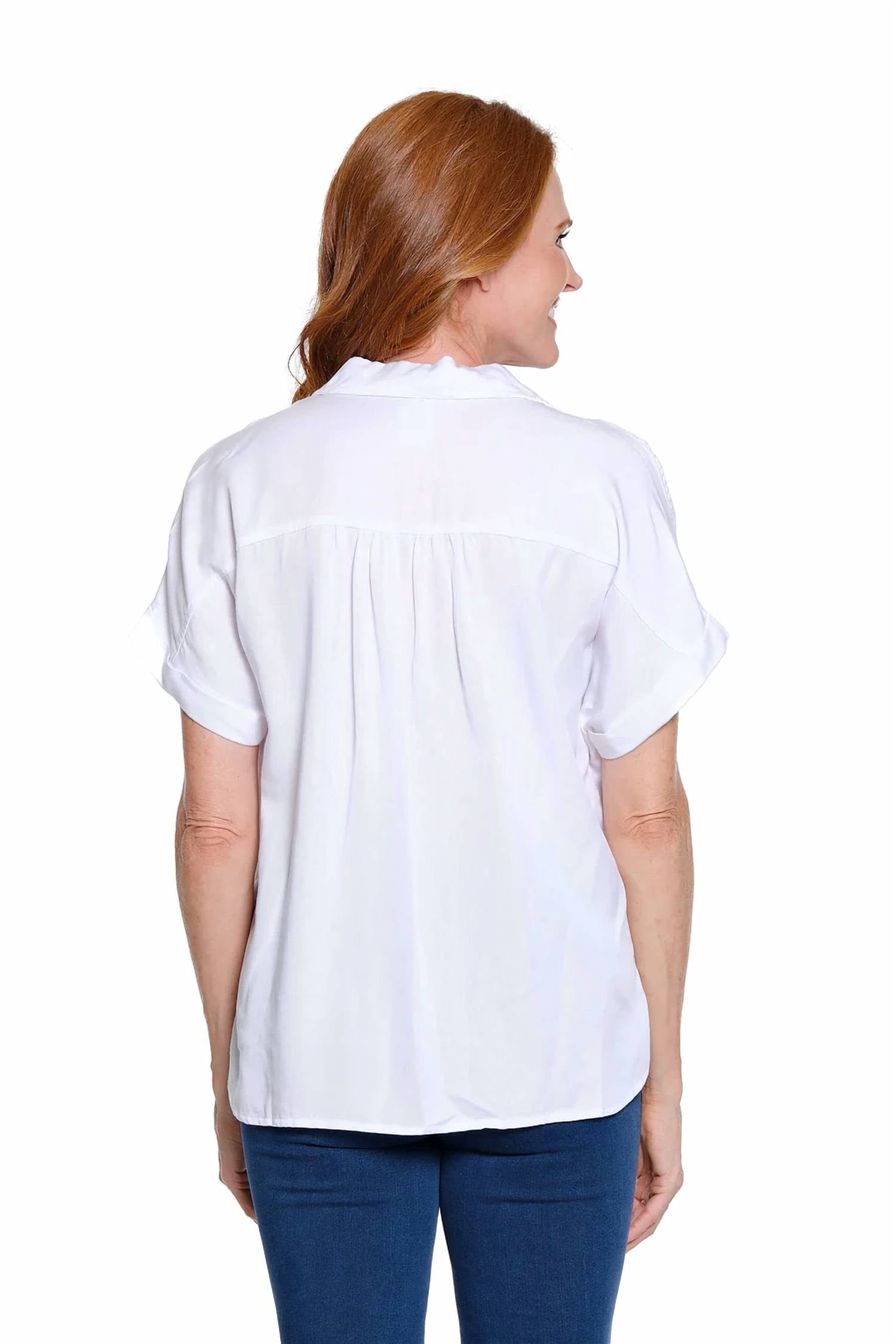 Multiples - Twill Denim Popover Top