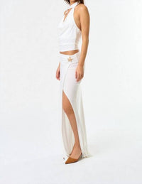 Blue Blush Married In Mykonos Maxi Skirt Set in mykonos maxi skirt set in white - women's skirt - detail view