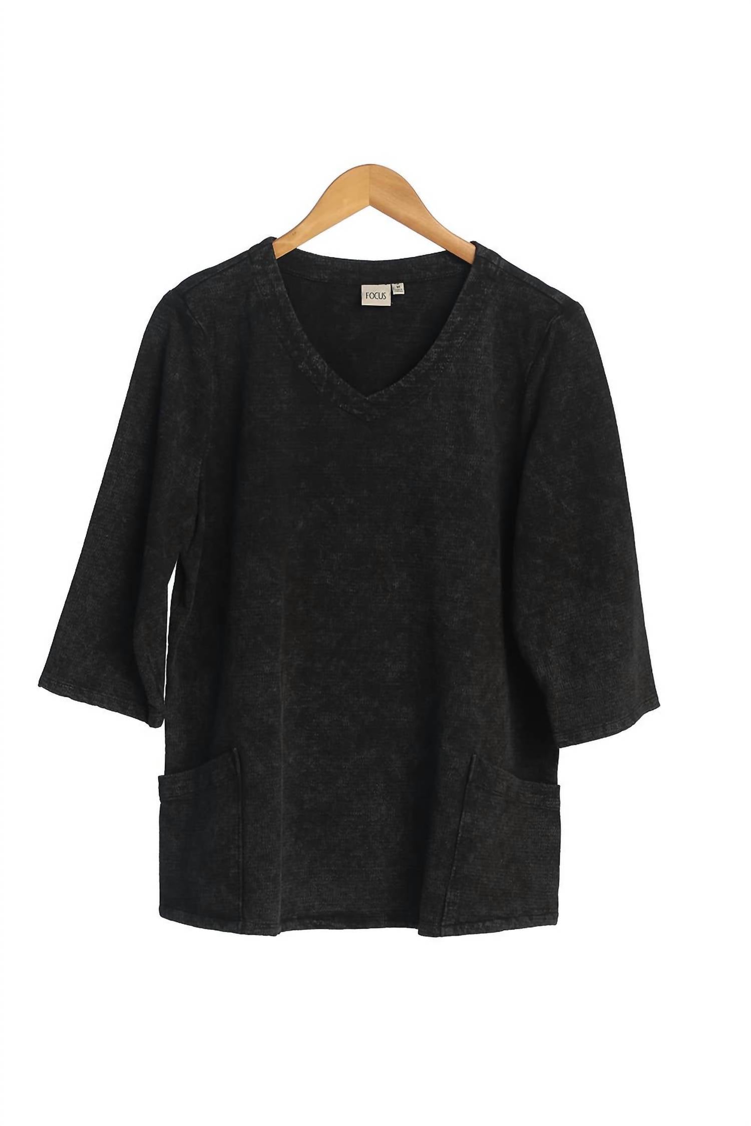 Focus Fashion - Women's Mineral Wash Cotton Jacquard Top