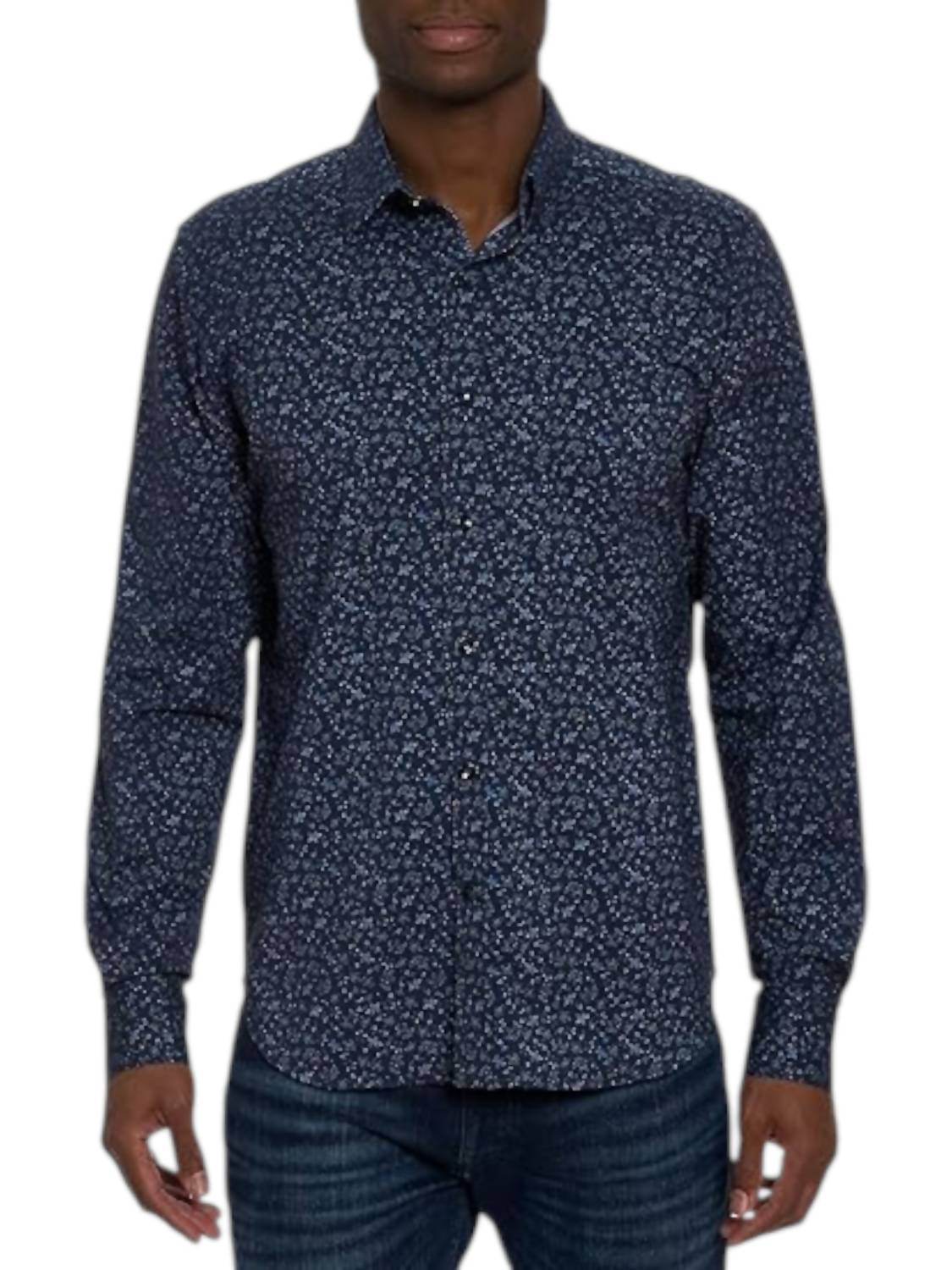 Robert Graham Schneider Long Sleeve Shirt in navy - men's shirt