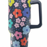 Katydid - Daisy Retro Groovy 40oz Stainless Steel Tumbler With Handle