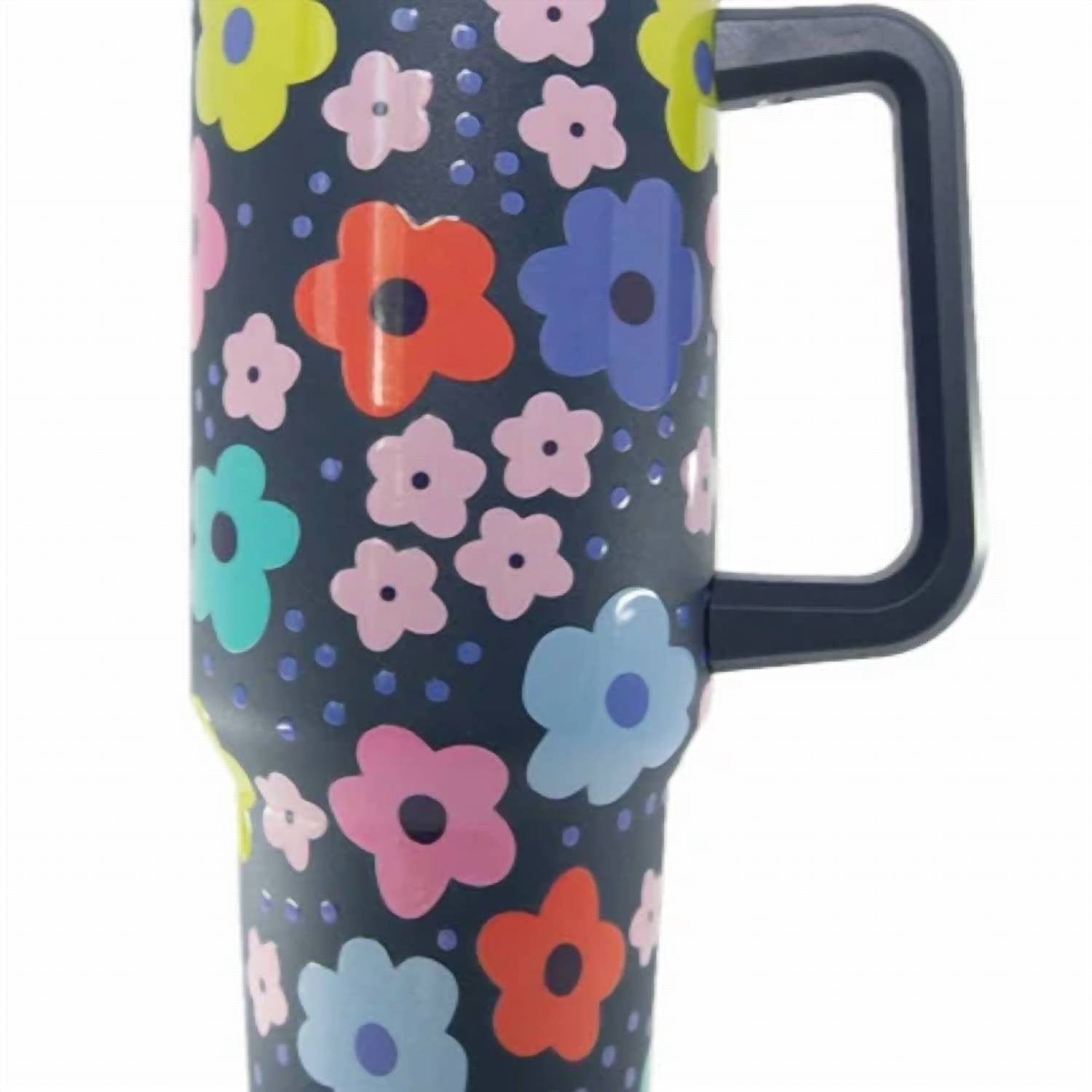 Katydid - Daisy Retro Groovy 40oz Stainless Steel Tumbler With Handle