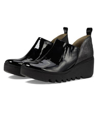 FLY LONDON Women's Beli Zip Up Ankle Boots in black silver - women's shoe - detail view