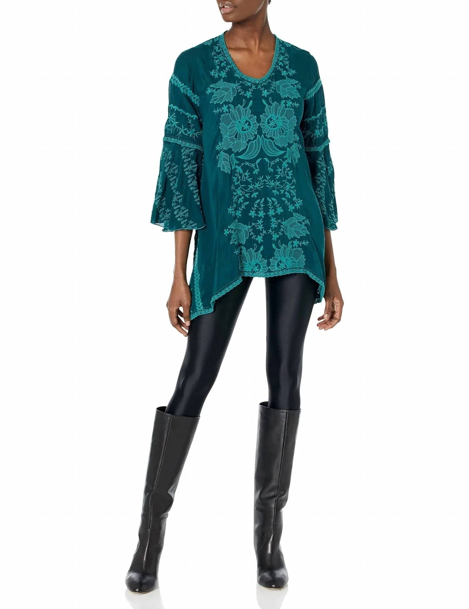 Johnny Was Temperty Loralai Tunic in lakeside - women's shirt