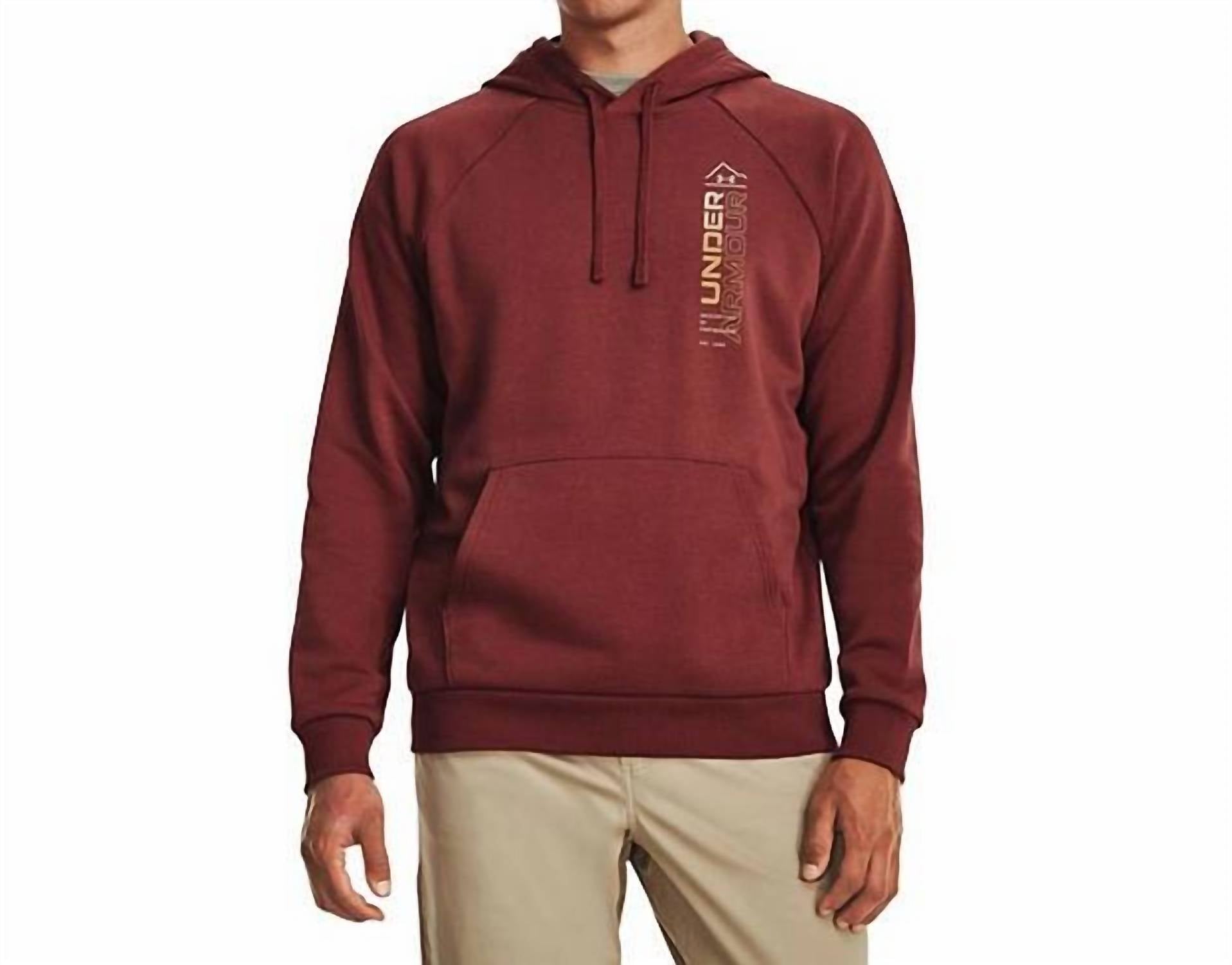 UNDER ARMOUR Men's Rival Wordmark Hoodie in red - men's shirt