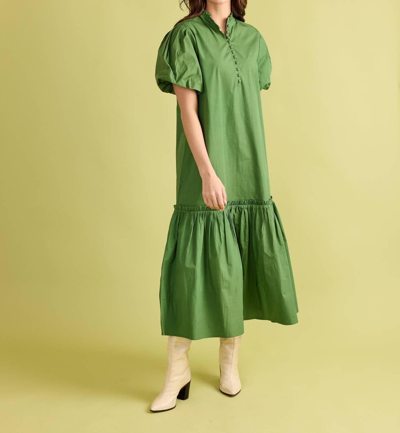 Double A Carly Dress in boxwood - women's dress - detail view