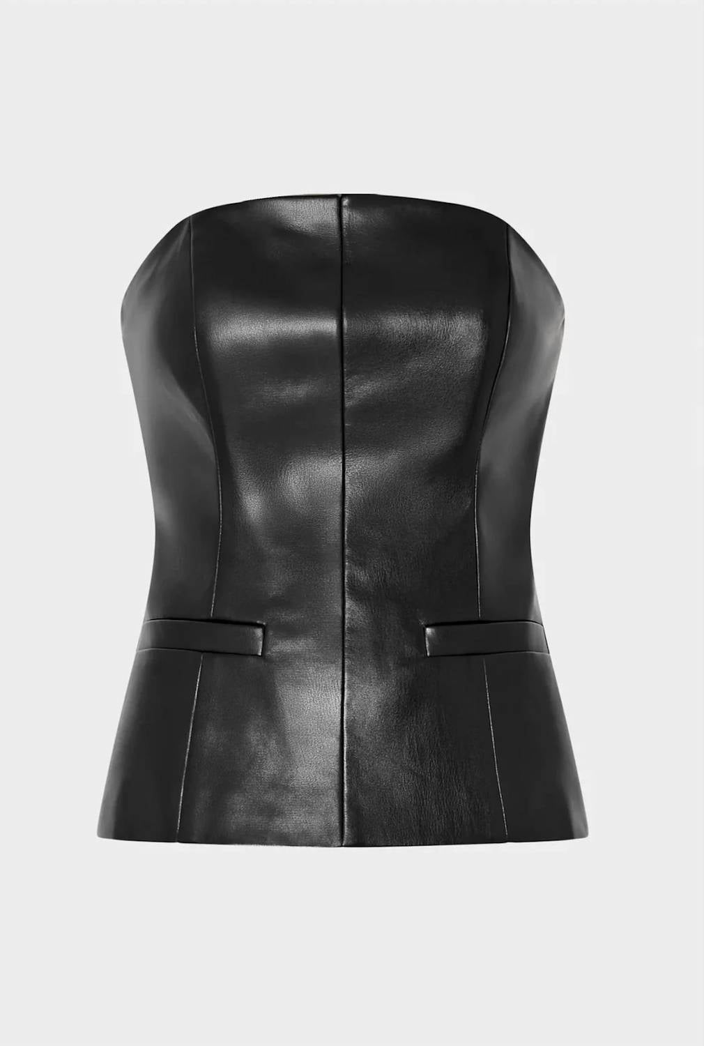 Milly - Faux Leather Strapless Top