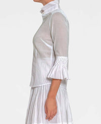 GRETCHEN SCOTT Fortuna Goddess Of Fortune Hand Smocked Blouse in roman goddess - women's blouse - detail view