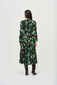 Joseph Ribkoff - Abstract Camo Belted A-line Midi Dress