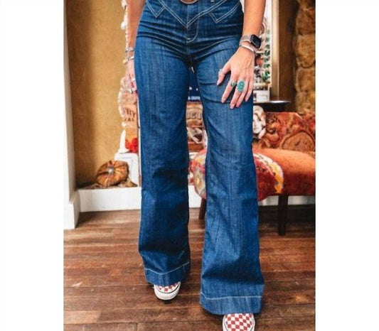 Pretty Bash - Vintage Stitch High Waist Cuff Jeans