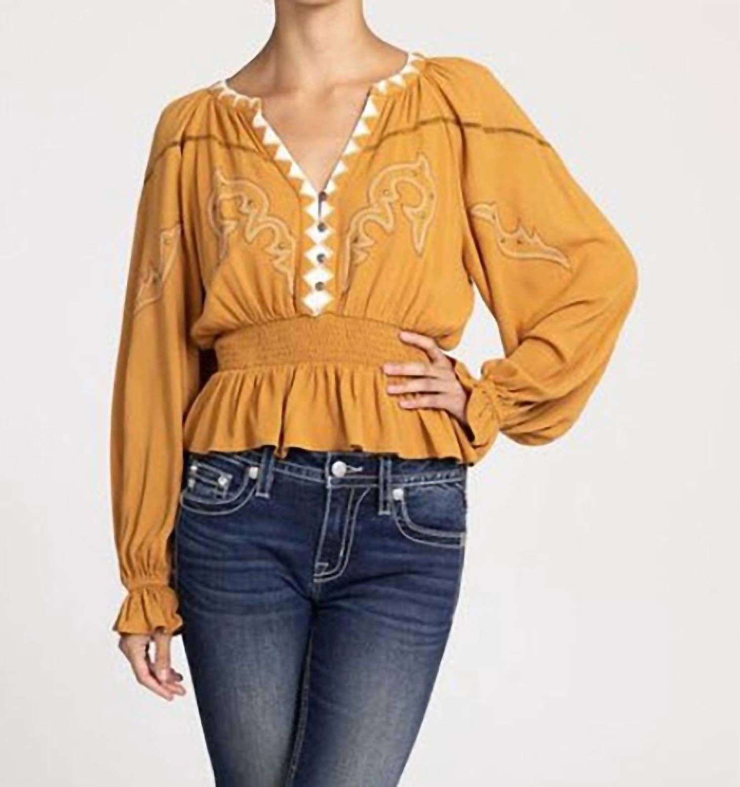 Miss Me - Women's Long Puff Sleeve Knit Top