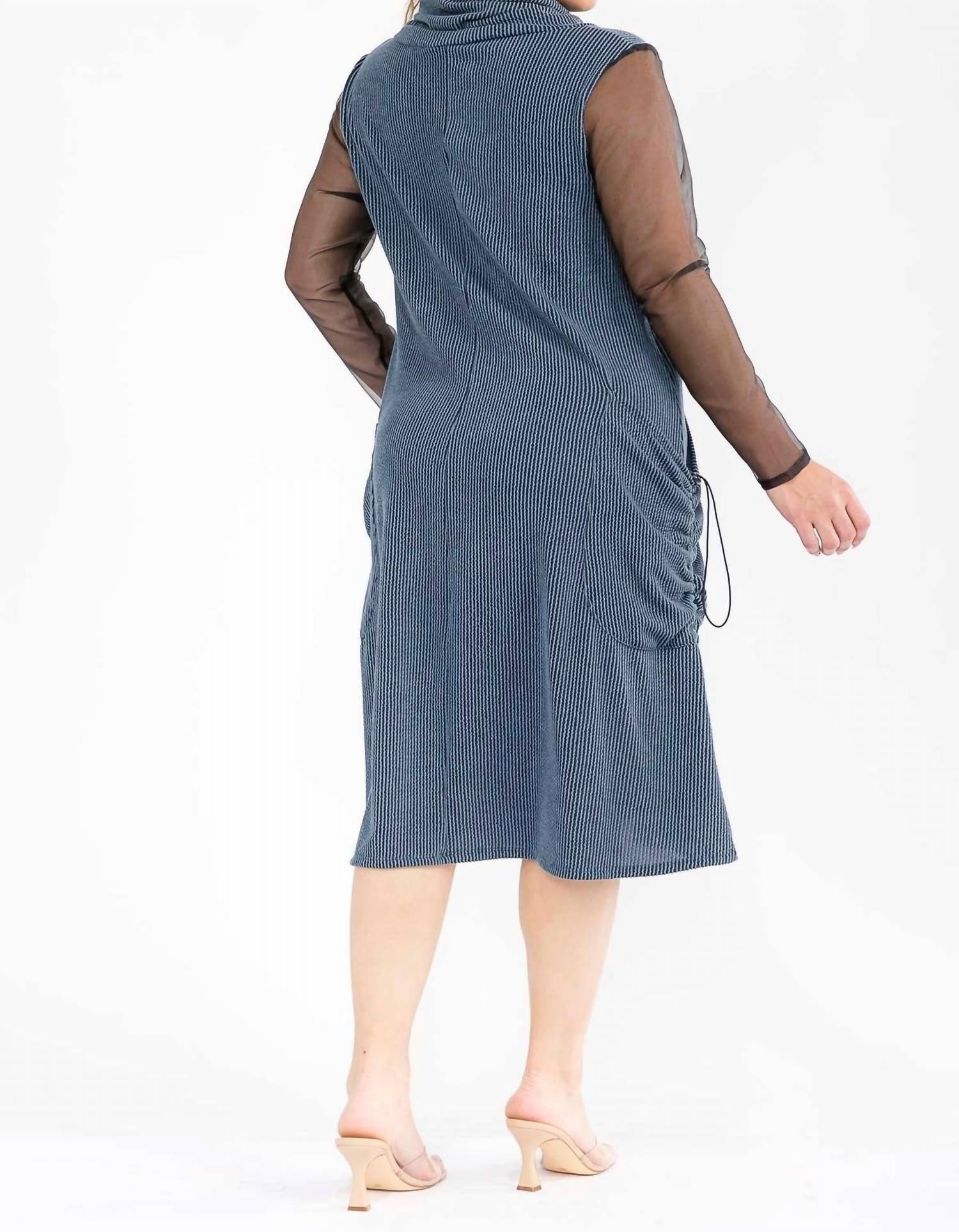 Karen T Design - Cowl Turtle Neck Pocket Midi Dress