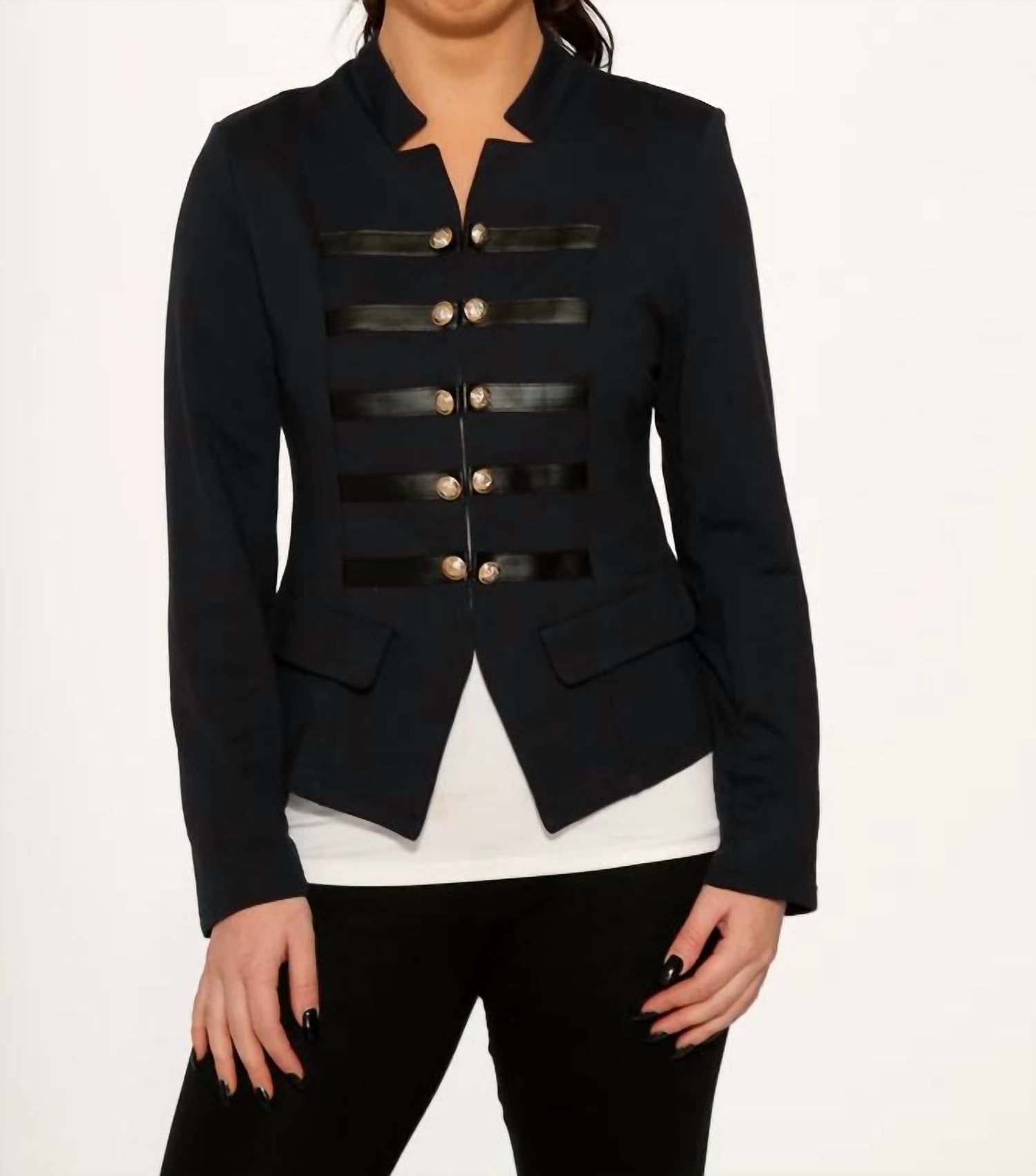 Orchid Bloom - Faux-leather Strap Blazer Jacket