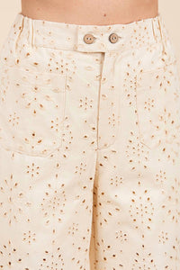 Geegee - Women's Eyelet Lace Straight Leg Pants