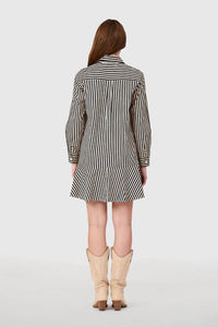Livro Polly Dress in ganache pinstripe - women's dress - detail view