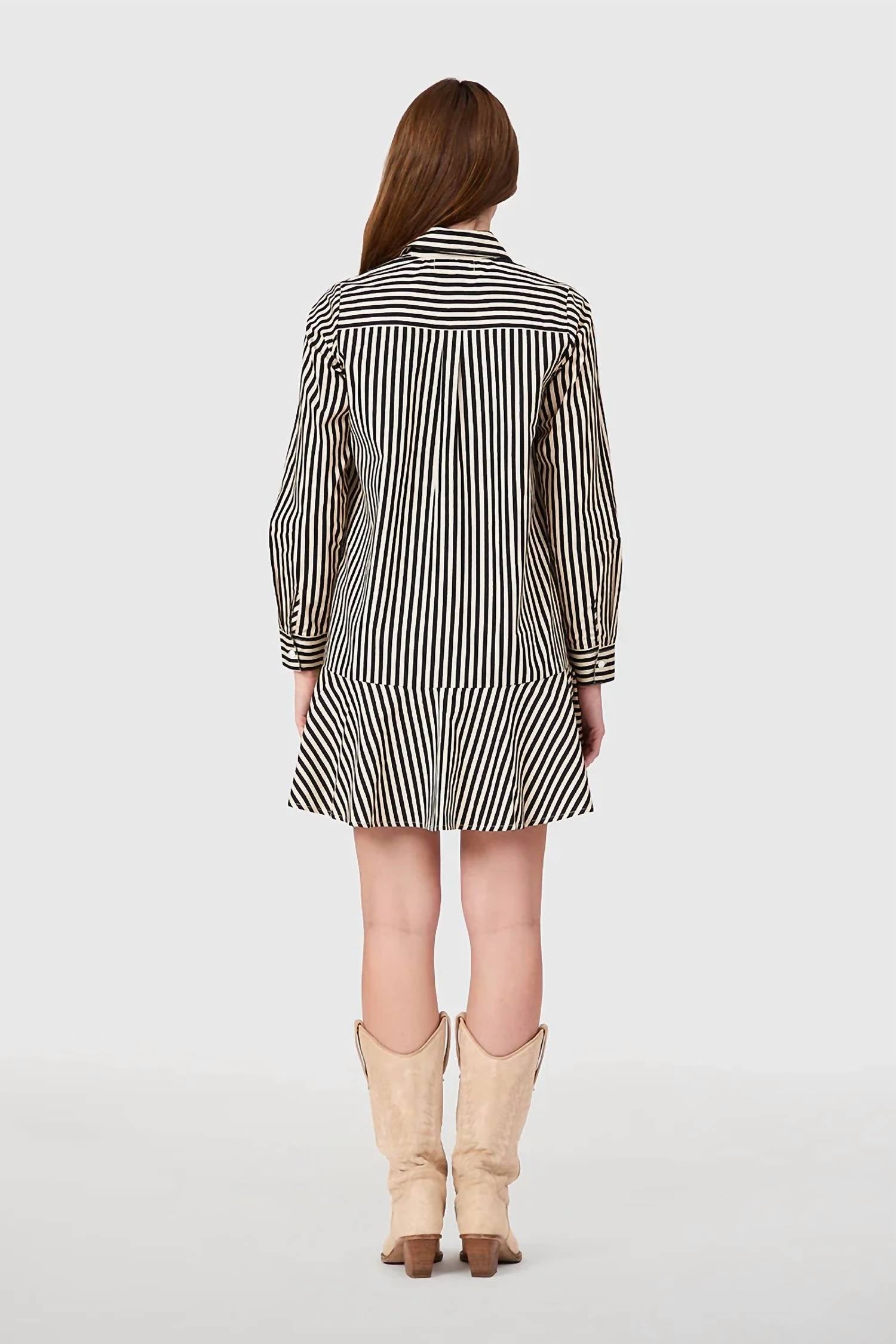 Livro Polly Dress in ganache pinstripe - women's dress - detail view