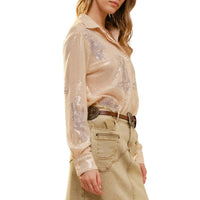 Blue B - Western Embroidery Sequin Button Down Shirt