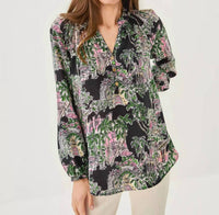 Lilly Pulitzer Elsa Silk Top in onyx pb anniversary toile - women's blouse