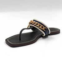 TORY BURCH Women's Mini Benton Chain Thong Sandals in poblano - women's sandal - view 4