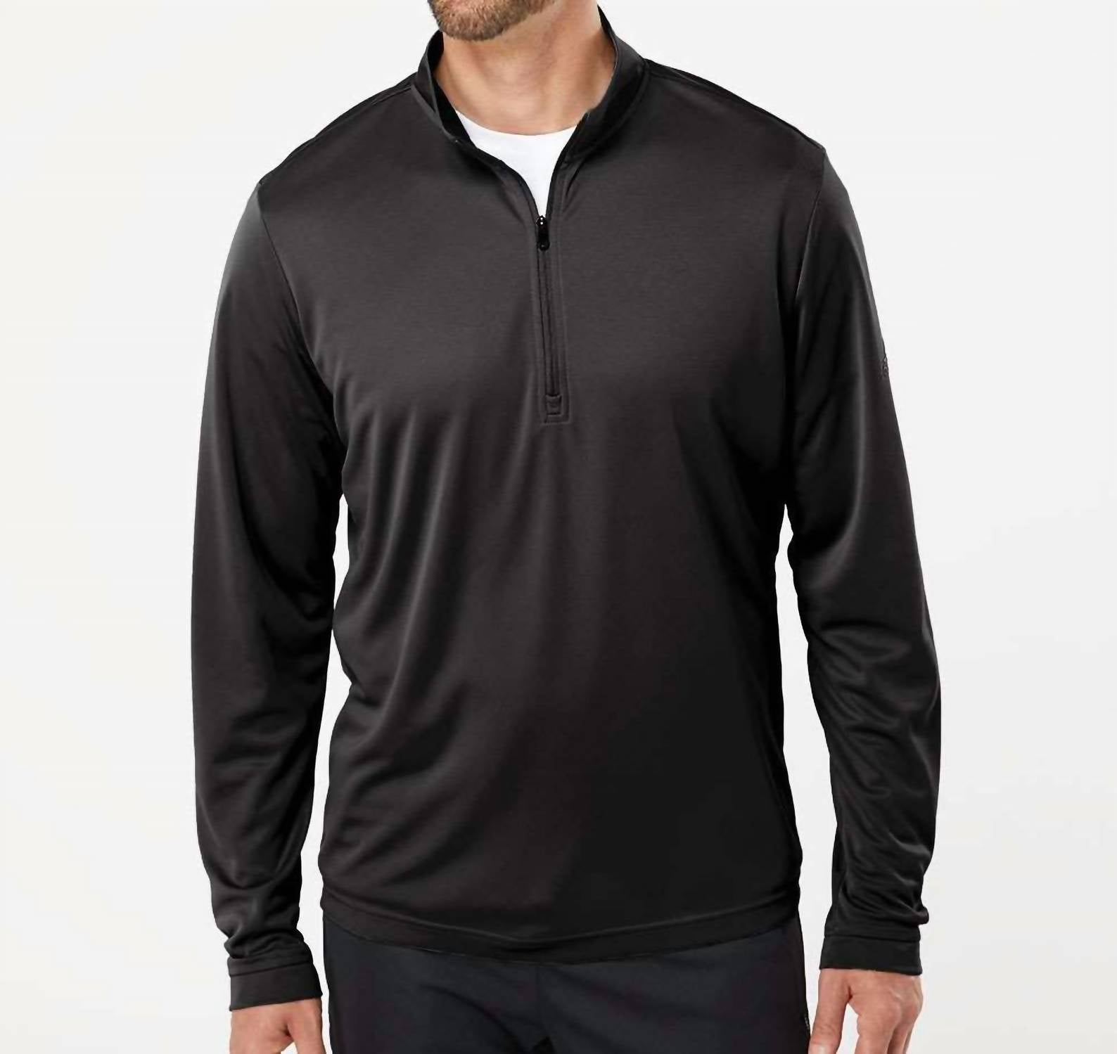 adidas Men's Lightweight Quarter Zip Top in heather black - men's sweater