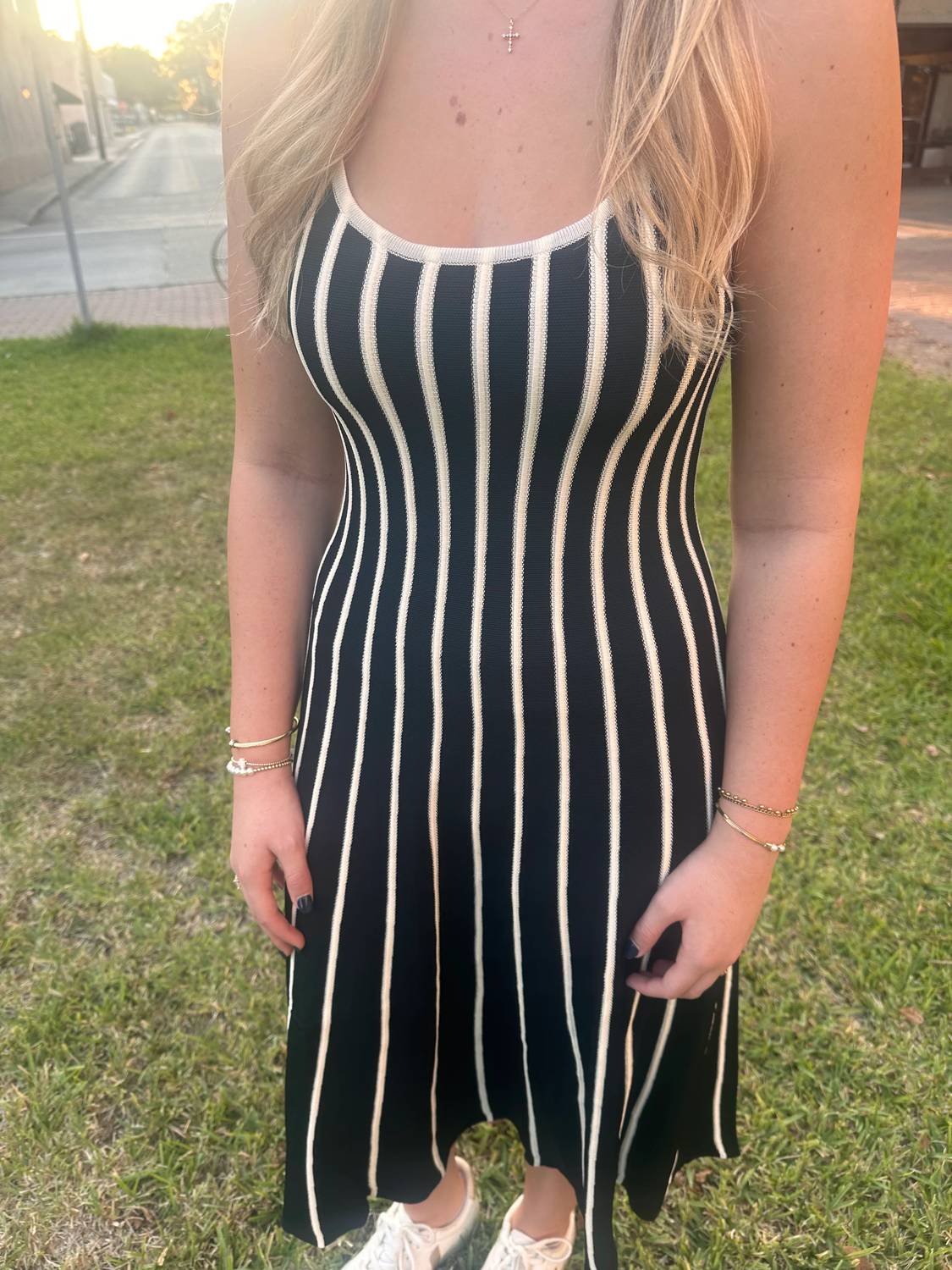 Olivaceous - Striped Midi Dress
