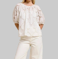 Flat White - Bloom Eyelet Blouse