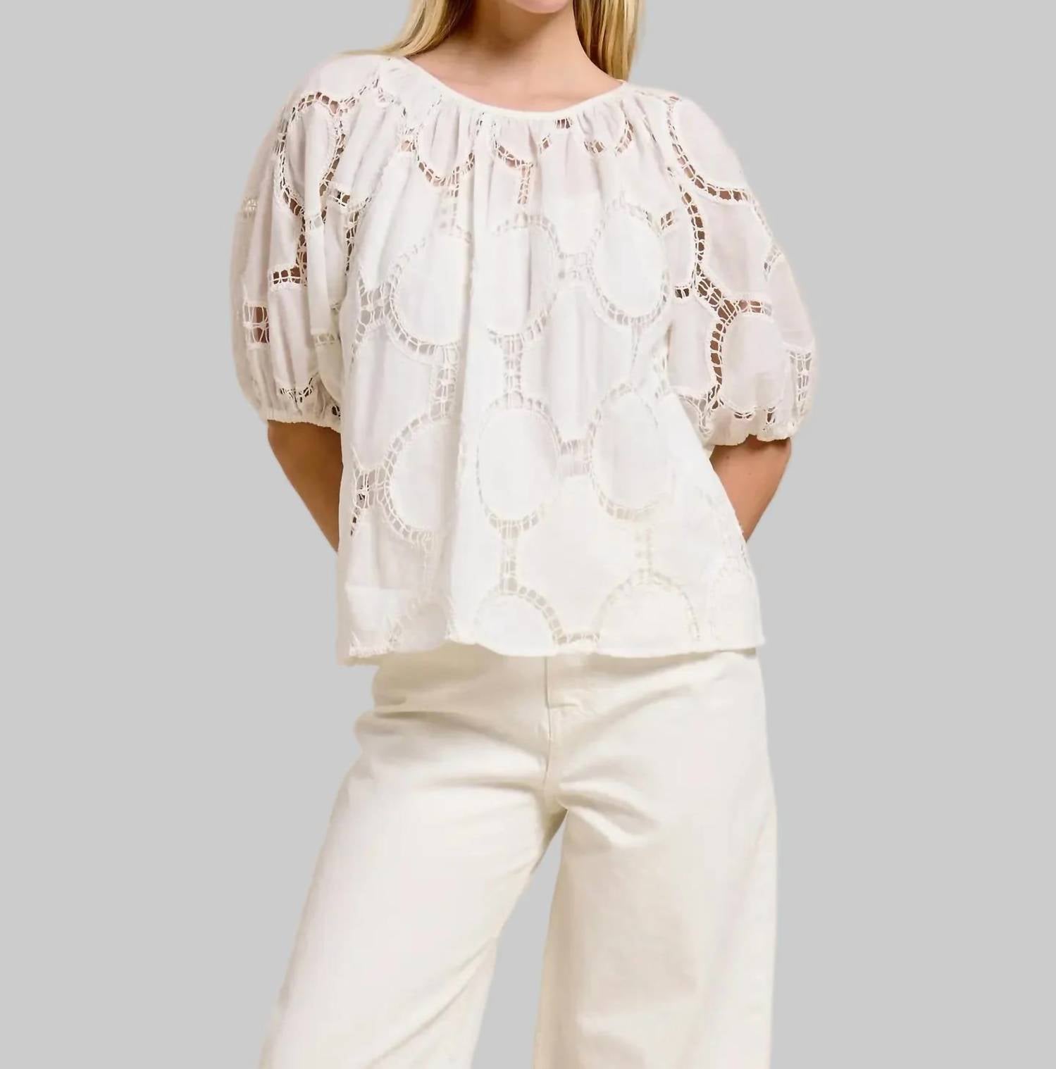Flat White - Bloom Eyelet Blouse