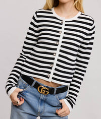 Mimosa - Pearl Embellishment Striped Cardigan
