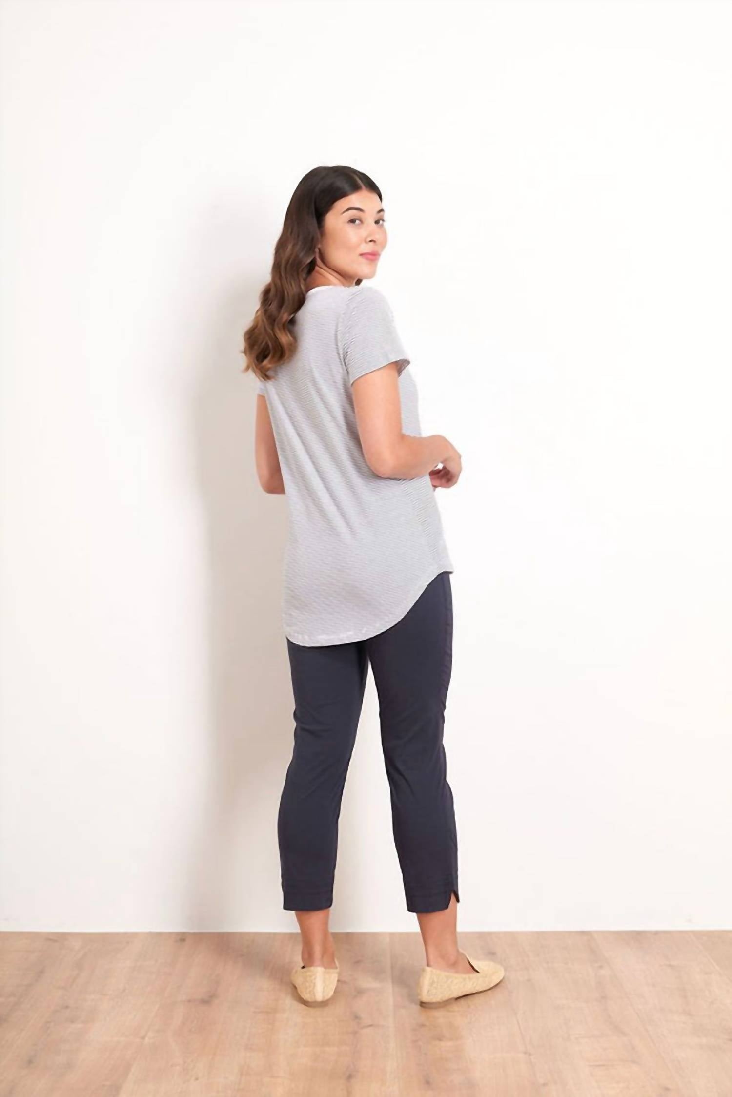 FOIL Capri Trapeze Pant in true navy - women's pants - alternate view