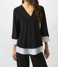 Joseph Ribkoff - Color Block Georgette 3/4 Sleeves Top