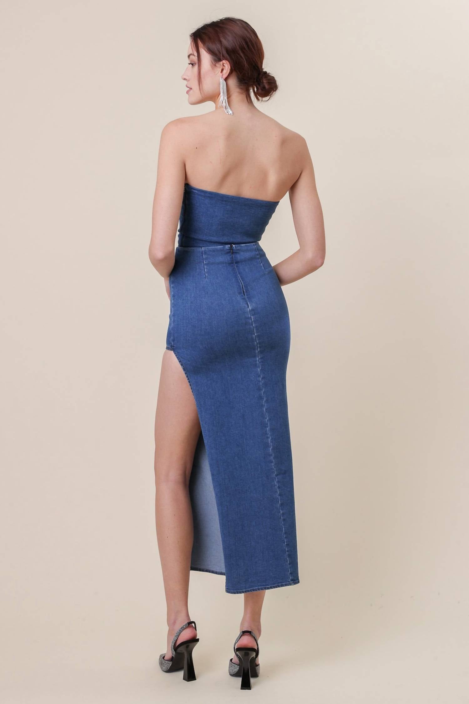 Line And Dot - Joey Denim Strapless Top