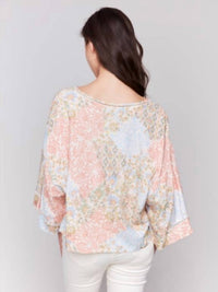 Charlie B - Printed Three Quarter Wide Sleeves Blouse