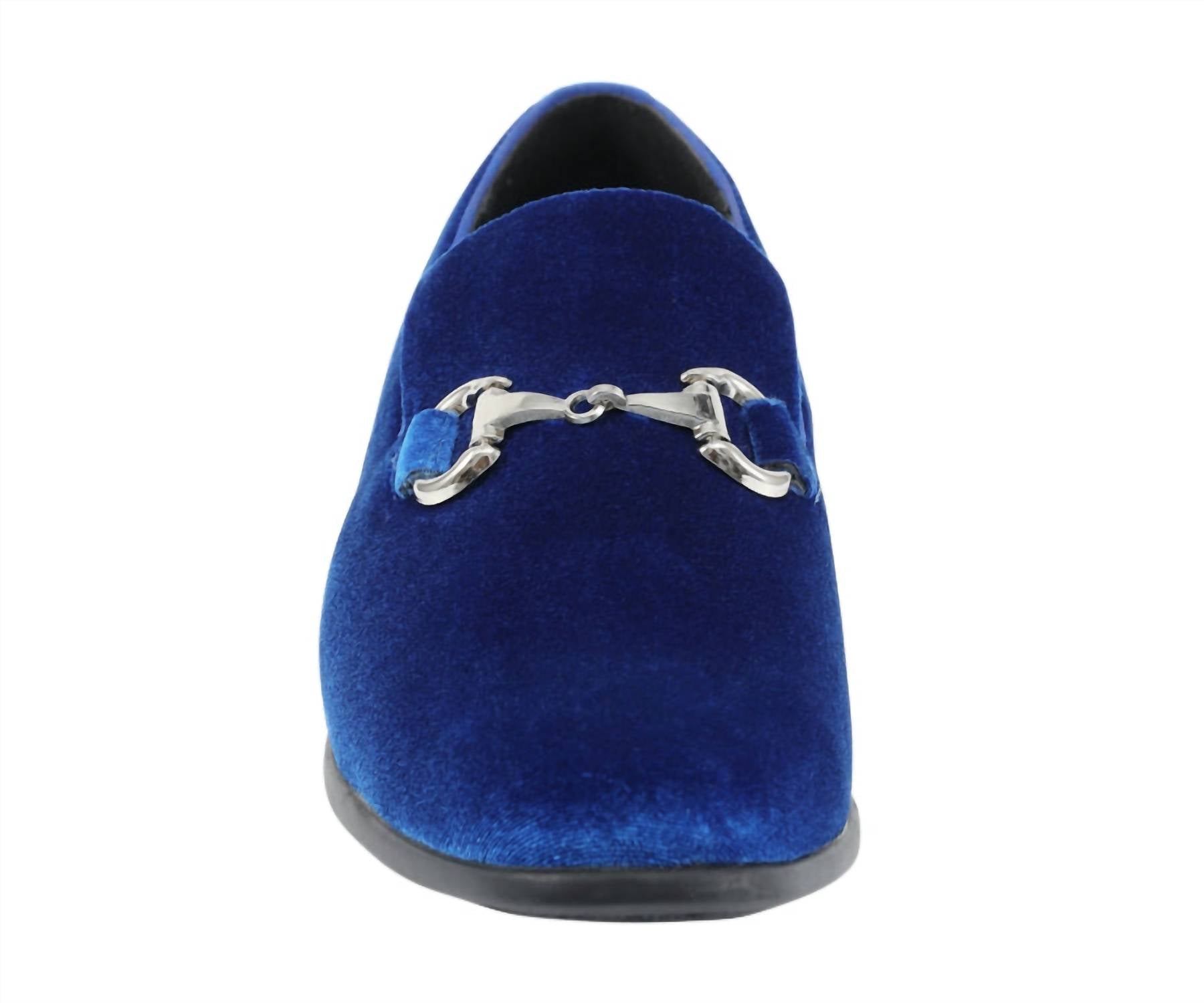 Amali Men's Brad Velvet Loafer in royal blue - men's loafer - detail view