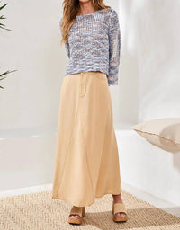 Tribal - Open Stitch Crewneck Bell-sleeve Sweater