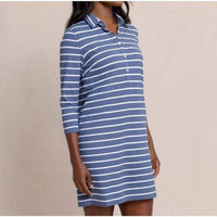 SOUTHERN TIDE Ginny Stripe Performance Dress in light indigo - women's dress - detail view