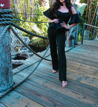 Little Secret Of Mine - Off The Shoulder Peplum Top & Flare Leg Jumpsuit
