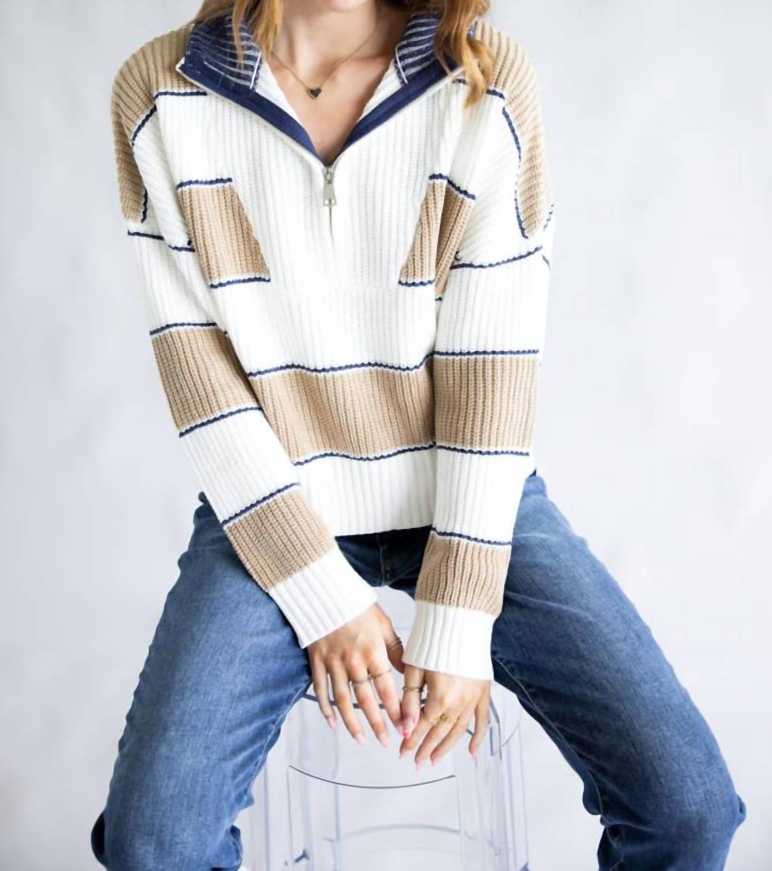 Elan - Waffle Half Zip Sweater