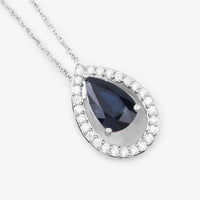 Diana M Jewels Women's Pear Natural Blue Sapphire Pendant Necklace (1.15 Ct) - Petite in 14k white gold - women's jewelry - detail view