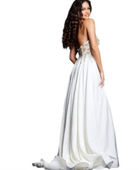 Jovani - Deep V-neck Evening Gown